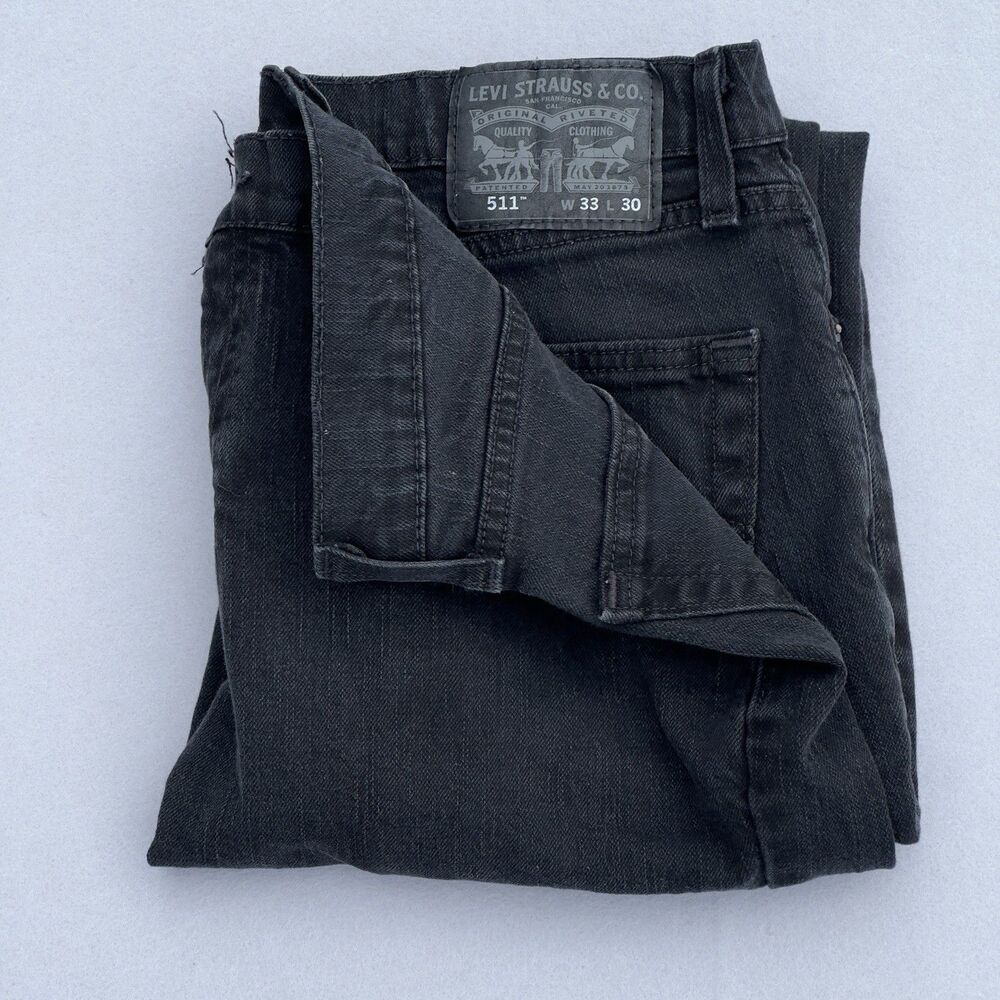 Levi's 511 Slim Jeans Mens 33x30 Black Stretch Denim 04511-4406
